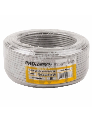 Кабель UTP PROconnect 4PR 24AWG, CU (медь), CAT5E, 100 МГц, PVC, серый, бухта 50 м