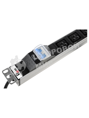 Блок силовых розеток Rem Rem-16, IEC 60320 С19 х 6, вход Schuko, шнур 3 м, 45х484х45 мм (ВхШхГ), 16А, автомат