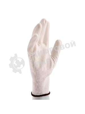 Перчатки трикотажные Сибртех с белым полиуретановым покрытием, размер L, 15 класс вязки