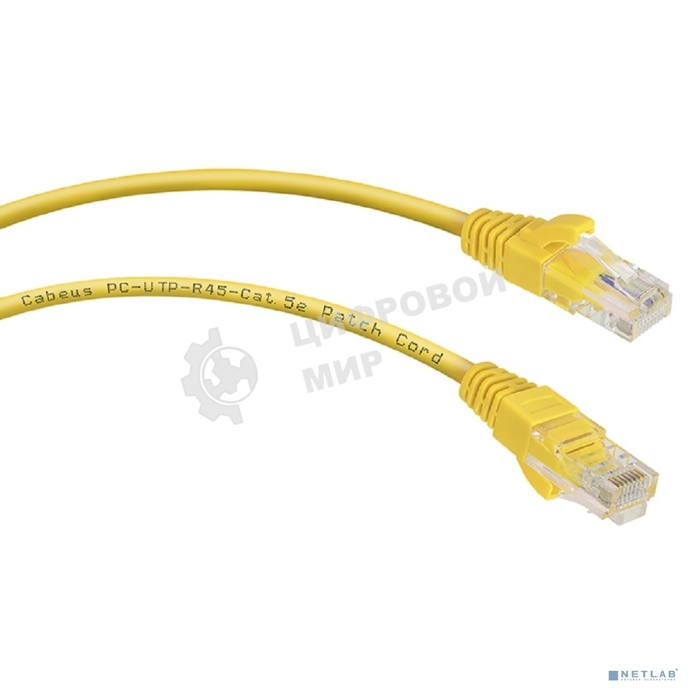 Патч-корд Cabeus, Cat.5e, неэкр., U/UTP, RJ45/RJ45, PVC, AWG24, 0.3м, желтый