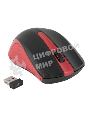 Мышь беспроводная Oklick 485MW черный/красный, 1200 dpi, радиоканал, USB, кнопки - 3