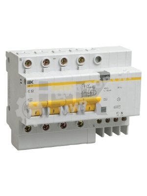 Выключатель автоматический дифференциального тока 4п C 50А 30мА тип AC 4.5кА АД-14 IEK MAD10-4-050-C-030