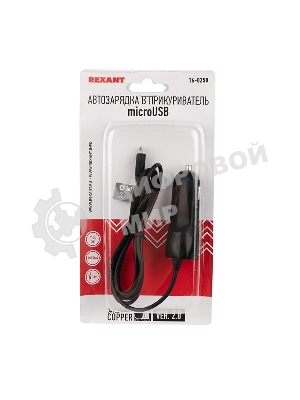 Автозарядка в прикуриватель Rexant microUSB (АЗУ) (5 V, 1000 mA) шнур спираль 1.2 м черный