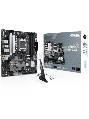 Материнская плата ASUS PRIME B650M-A WIFI II, AM5, AMD B650, 4xDDR5, 4xSATA, 2xM.2, 1xPCI-E 4.0 x16, 2xPCI-E 4.0 x1, 1xHDMI, 1xDP, 1xVGA, 1x 2.5Gb LAN, 2xUSB-A 3.2 Gen 2, 2xUSB-A 3.2 Gen 1, 4xUSB-A 2.0, 3x3.5 мм, 7.1, Micro-ATX