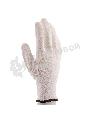 Перчатки трикотажные Сибртех с белым полиуретановым покрытием, размер L, 15 класс вязки