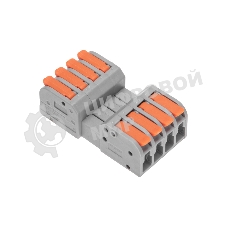 Клемма Rexant СМК 222-424R проходная разъемная 4 полюса серый 0,2-2,5/4 мм² (блистер 5 шт/уп)