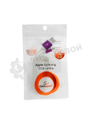 Кабель Gembird USB 2.0 Cablexpert AM/Lightning 8P, 1м, силиконовый шнур, разъемы фиолетовый металлик, пакет