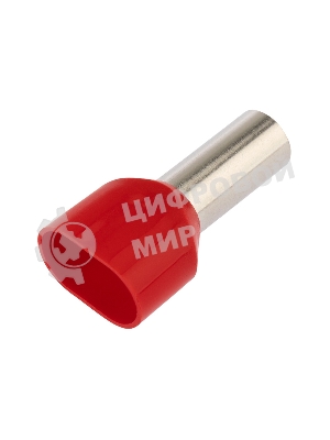 Наконечник штыревой втулочный изолированный Rexant F-14 мм 2х10 мм² (НШВи(2) 10-14/Ги2 10-14) красный
