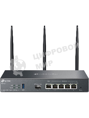 VPN-маршрутизатор TP-Link ER706W Omada с гигабитными портами и поддержкой Wi-Fi AX3000, 1 гиг. SFP WAN/LAN, 1 гиг. RJ45 WAN, 4 гиг. RJ45 WAN/LAN, USB 3.0, до 574 М/с на 2,4 ГГц + до 2402 М/с