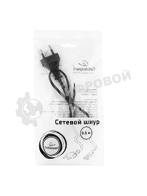Кабель питания для ноутбуков, аудио/видео техники Gembird 0.5м, 2-pin, черный, пакет