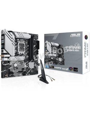 Материнская плата ASUS PRIME B760M-A WIFI, LGA 1700, Intel B760, 4xDDR5, 4xSATA, 2xM.2, 1xPCIe 4.0 x16, 1xPCIe 4.0 x4, 1xPCIe 4.0 x1, 2xHDMI, 1xDP, 1x 2.5Gb LAN, 2xUSB-A 3.2 Gen 2, 4xUSB-A 2.0, 3x3.5 мм, 7.1, mATX