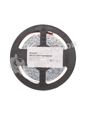 Лента светодиодная Rexant 12В, SMD2835, 9,6Вт/м, 60 LED/м, 6500K, 8мм, 5м, IP20