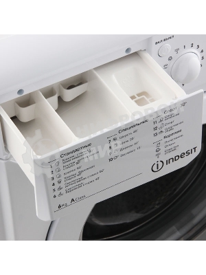 Стиральная машина Indesit IWSD 6105 B (CIS).L белая, загрузка фронтальная 6кг, 1000 об/мин., класс: A