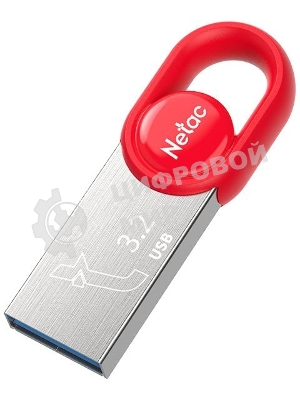 Флешка USB Netac UM2 (NT03UM2N-128G-32RE), 128Gb, USB 3.0, R/W 130/50, серебристый/красный
