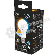 Лампа светодиодная Gauss A60 10Вт цок.: E27 груша 220B св. свеч. белый теп. (упак.: 10 шт)