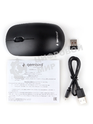 Мышь беспроводная Gembird MUSW-435 черный, 1600 dpi, радиоканал, USB, кнопки - 3