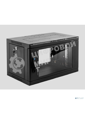 Шкаф коммутационный ЦМО (ШРН-6.500-9005) настенный 6U 600x500 мм пер. дв. стекл 200 кг черный 470 мм 180 град.