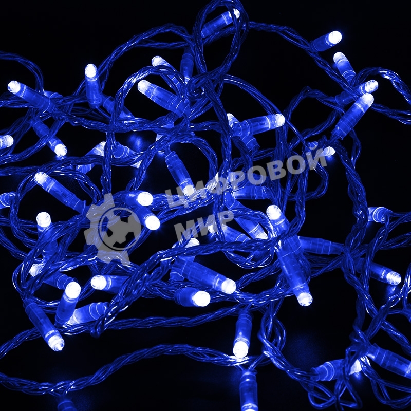 Гирлянда Neon-night Нить 10м, эффект мерцания (каждый 5-ый), прозрачный ПВХ, 230В, Синий