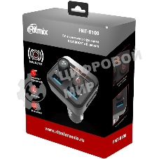 Автомобильный FM-модулятор Ritmix FMT-B100 черный BT USB (80000554)