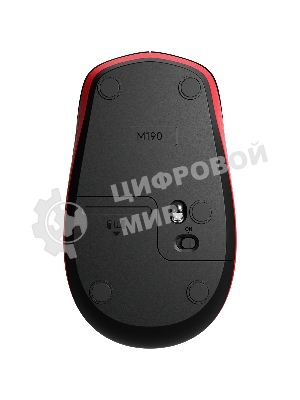 Мышь беспроводная Logitech M190 черный/красный, 1000 dpi, радиоканал, USB, кнопки - 3