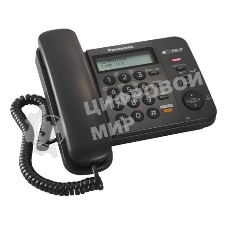Телефон проводной Panasonic KX-TS2358RUB черный АОН,Caller ID,ЖКД,блокировка набора,выключение микрофона,кнопка 