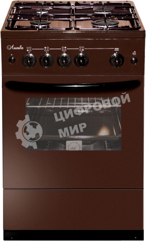 Плита газовая Лысьва ГП 400 М2С -2у коричневый, конфорок 4 газовых, духовка 57 л, 50 см x 84 см x 60 см (без крышки)
