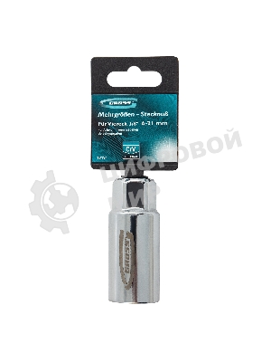 Головка торцевая Gross 13191 многоразмерная CrV 6-21 мм под квадрат 3/8