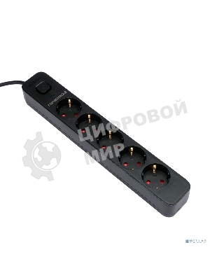 Сетевой фильтр Гарнизон 2.0 EPS-5-B-5, 5 р, 10А, 5 м, ур.защиты 2+, черный, пакет