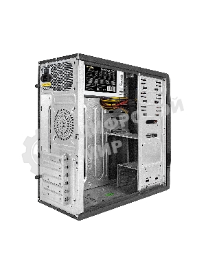 Компьютерный корпус Miditower ExeGate CP-604-UNS350 (ATX, БП UNS350 с вент. 12см, 2*USB, аудио, черный)