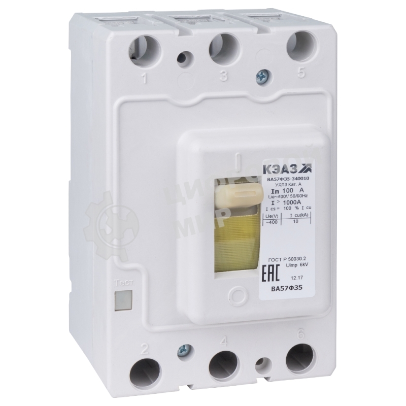 Выключатель автоматический ВА57Ф35-340010 63А 630Im 400AC УХЛ3 КЭАЗ 151417