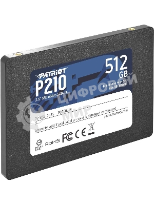 Накопитель SSD Patriot P210, 512Gb, SATA III, 2.5
