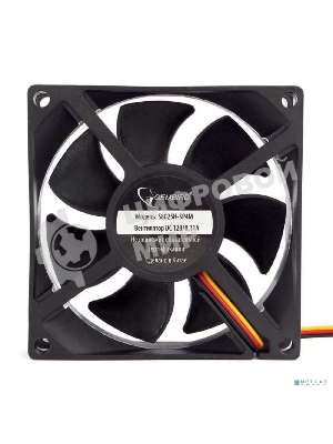 Вентилятор для корпуса Gembird 80x80x25, гидрод., тихий, 3 pin/4pin Molex, провод 30 см