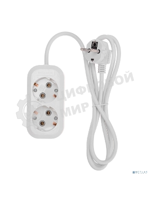 Удлинитель PROconnect 2 гнезда, 1,5 м, 3х0,75 мм², с/з, белый