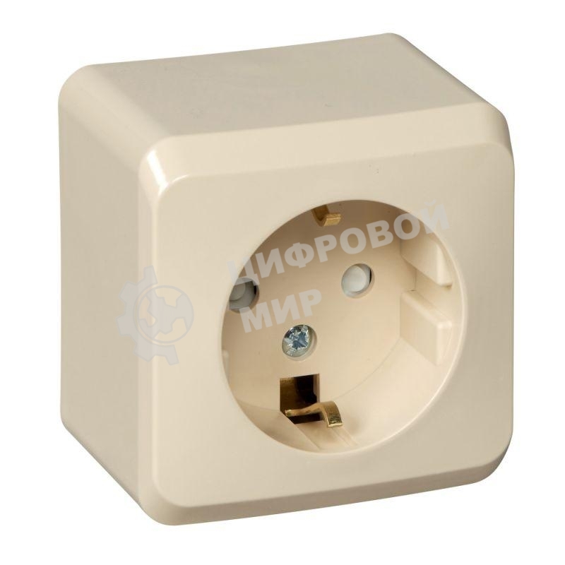 Розетка 1-м ОП Этюд 16А защ. шторки с заземл. крем. SchE PA16-004K