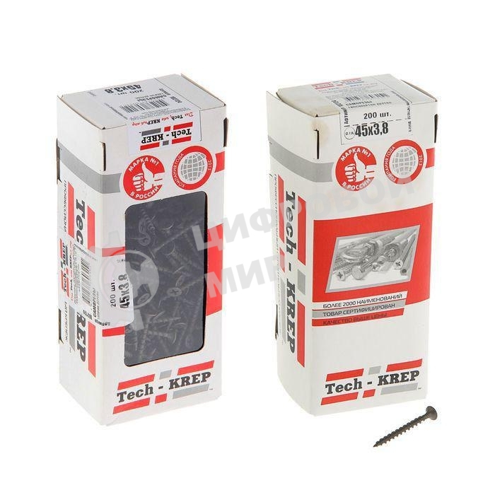 Саморез 3.8х45 гипсокартон-дерево (уп. 200 шт) коробка Tech-Krep 102124