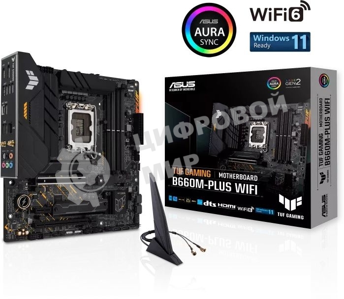 Материнская плата ASUS TUF GAMING B660M-PLUS WIFI, LGA 1700, Intel B660, 4xDDR5, 4xSATA, 2xM.2, 1xPCIe 5.0 x16, 1xPCIe 3.0 x4, 1xPCIe x1, 1xDP, 1xHDMI, 1x 2.5Gb LAN, 4xUSB-A 3.2 Gen 2, 1xUSB-A 3.2 Gen 1, 2xUSB 2.0, 1xUSB-C 3.2 Gen 2x2, 5x3.5 мм, 7.1, mATX