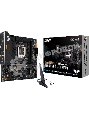 Материнская плата ASUS TUF GAMING B660M-PLUS WIFI, LGA 1700, Intel B660, 4xDDR5, 4xSATA, 2xM.2, 1xPCIe 5.0 x16, 1xPCIe 3.0 x4, 1xPCIe x1, 1xDP, 1xHDMI, 1x 2.5Gb LAN, 4xUSB-A 3.2 Gen 2, 1xUSB-A 3.2 Gen 1, 2xUSB 2.0, 1xUSB-C 3.2 Gen 2x2, 5x3.5 мм, 7.1, mATX