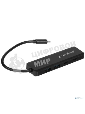 Разветвитель USB3.1 Gembird UHB-C425, 2xUSB, 2xType-C, с доп.питанием (порт Type-C), кабель Type-C 19см