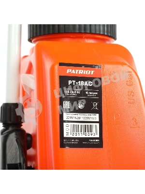 Опрыскиватель Patriot PT-18AC аккум. ранц. 16л оранжевый/черный (755302532)