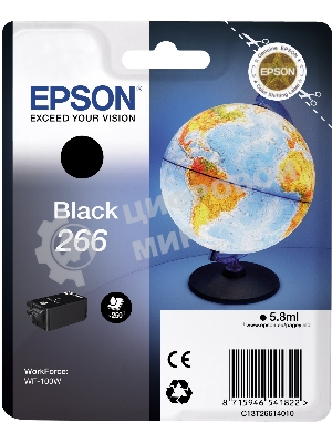 Картридж струйный Epson T266 (C13T26614010) черный (250 стр) для WF-100