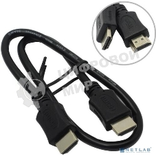 Кабель HDMI C-HM-HM-0.5M Wize,0.5 м, v.2.0, 19M/19M, позол.разъемы, экран, черный, пакет