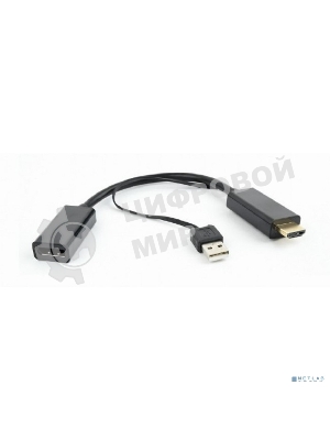 Конвертер HDMI->DisplayPort, Cablexpert DSC-HDMI-DP, HD19M+USBxHD20F, черный