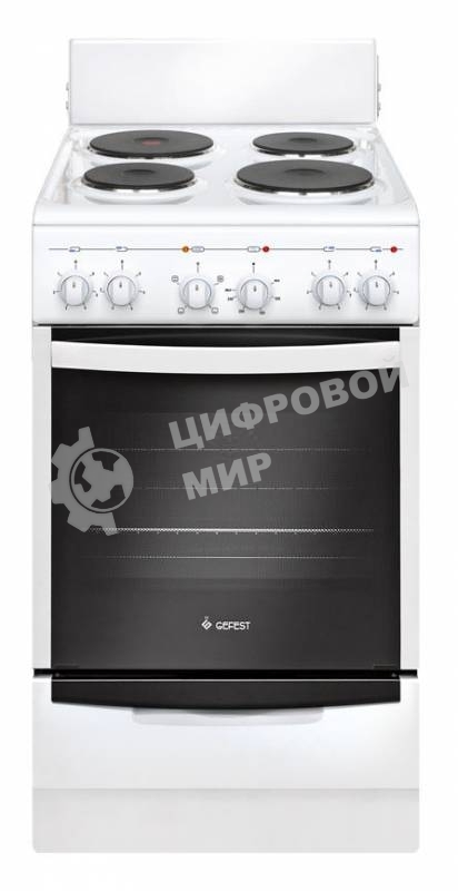 Плита электрическая Gefest 5140-01 0035 белый, конфорок 4 электрических, духовка 55 л, 50 см x 85 см x 58.5 см