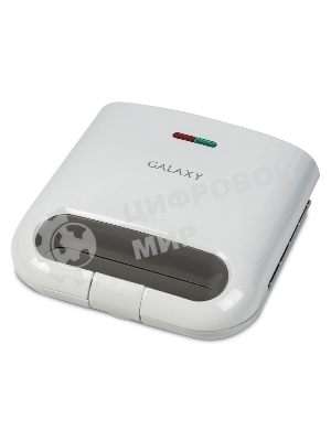 Сэндвич-тостер Galaxy Line GL 2962, белый, с несъемными пластинами, 800 Вт, индикаторы нагрева и сети, антипригарное покрытие рабочей поверхности, теплоизолированный корпус, прорезиненные ножки, препятствующие скольжению