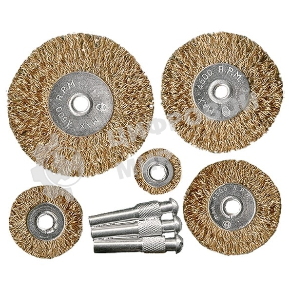 Набор щеток Matrix для дрели, 5 шт., 5 плоских 25-38-50-63-75 мм, со шпильками, металлические