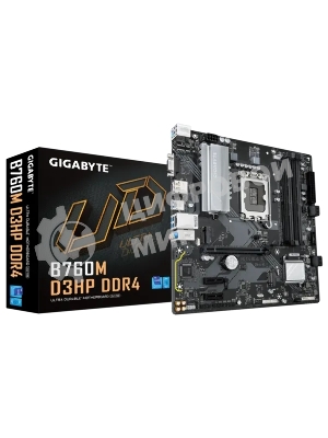 Материнская плата Gigabyte B760M D3HP DDR4, LGA 1700, Intel B760, 4xDDR4, 4xSATA, 2xM.2, 1xPCIe 4.0 x16, 2xPCIe x1, 1xHDMI, 1xVGA, 1xDP, 1x 1Gb LAN, 3xUSB-A 3.2 Gen 1, 2xUSB-A 2.0, 3x3.5 мм, 7.1, mATX