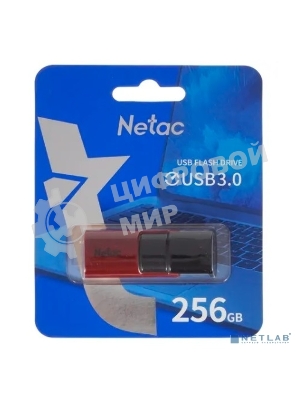 Флешка USB Netac U182 NT03U182N-256G-30RE, USB 3.0 256Gb, retail version, черный/красный