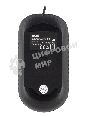 Мышь проводная Acer OMW122 черный, 1200 dpi, USB, кнопки - 3