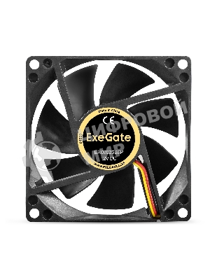 Вентилятор для корпуса ExeGate EX08025B3P черный, 80 мм, 2000 об/мин, 19 дБ, 3 pin