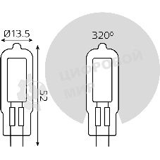 Лампа светодиодная Gauss G4 3.5Вт цок.:G4 капсул. 220B св.свеч.бел.теп. (упак.:10шт) (107807103)